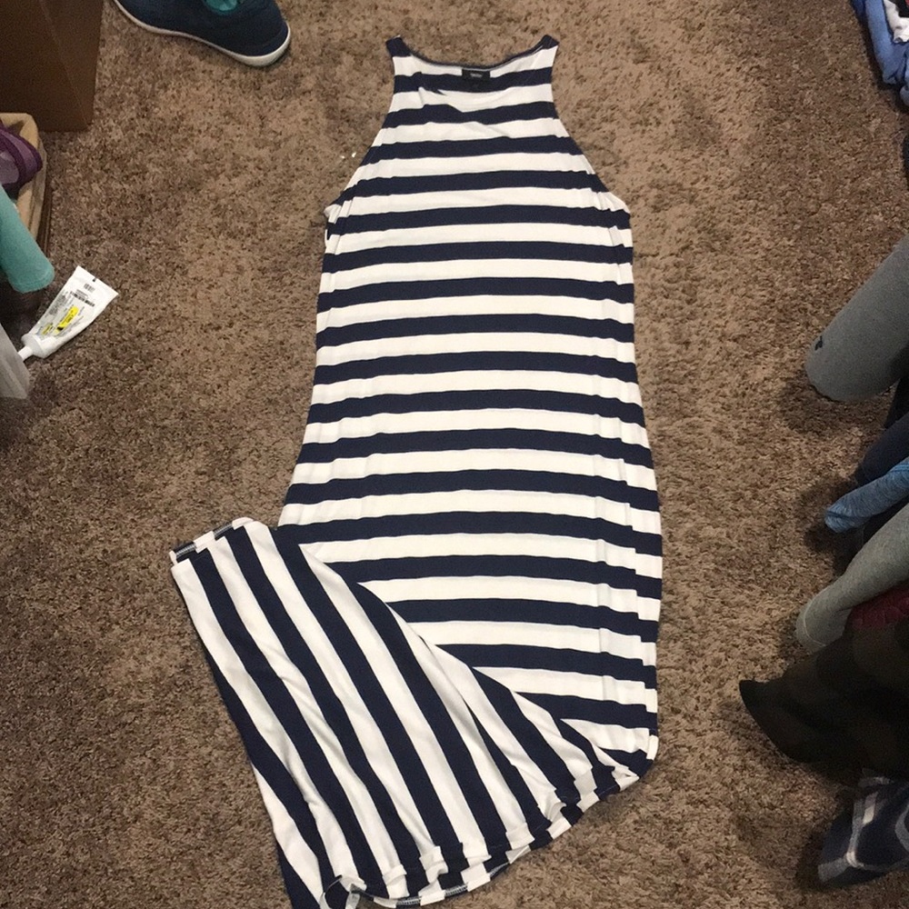 Striped racer back maxi dress
